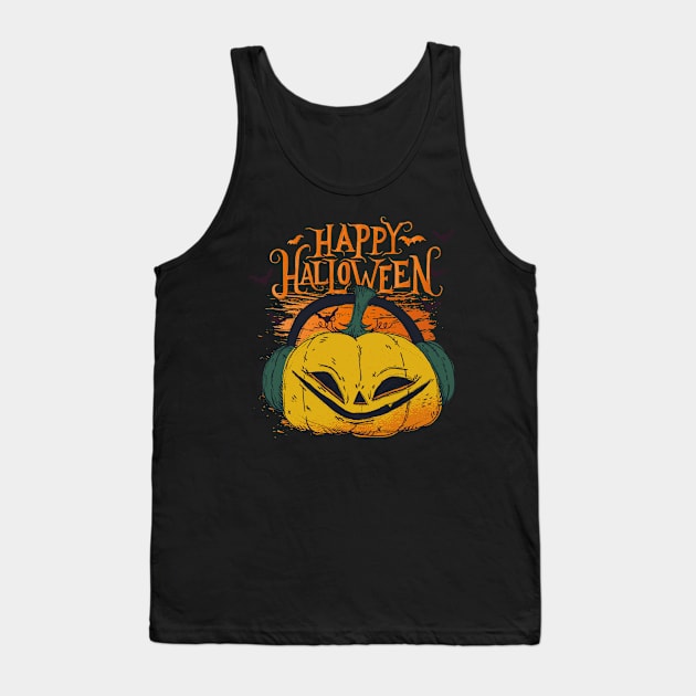 Halloween Happy Halloween Pumpkin Headphone Costum Tank Top by Pummli